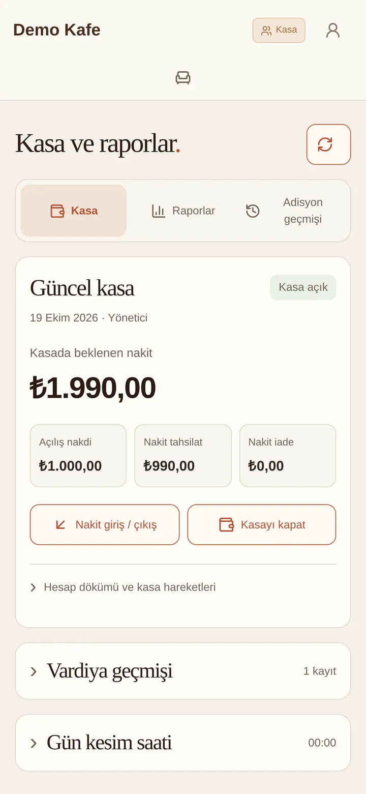 Güncel kasa: açılış nakdi, nakit tahsilat ve kasada beklenen nakit